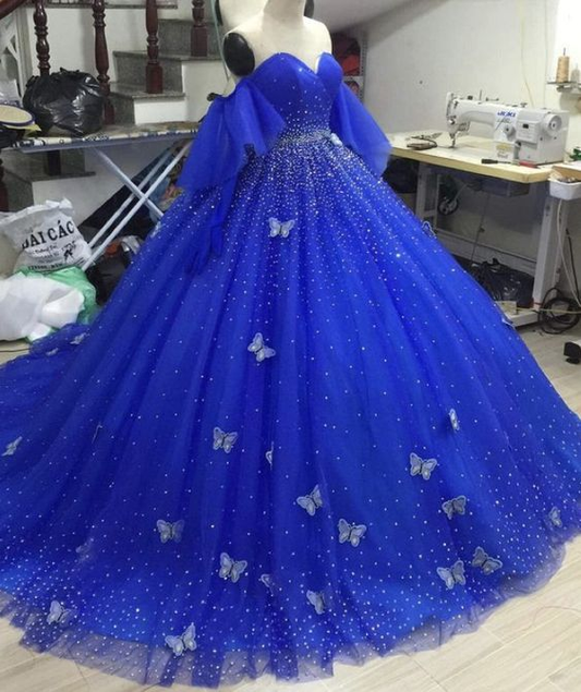 elegant quinceanera dresses lace appliques tulle ball gown Prom Dress, Evening Dress gh2019