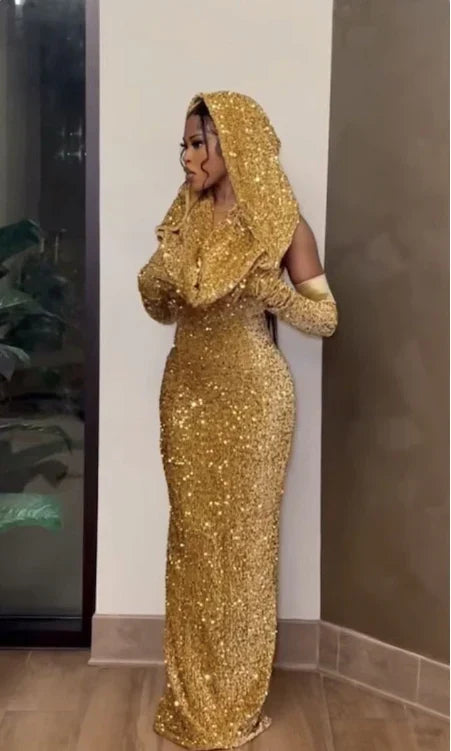 Enchanting Glittering Sequin Beaded Mermaid Halter-neck Prom Dress Party Dress Evening Dress HZ1024