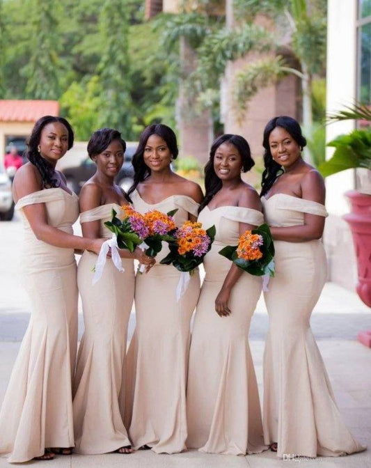 Backless Bridesmaid Dresses For Women Mermaid Off The Shoulder Long Cheap Under 50 Wedding Party Dresses - RongMoon