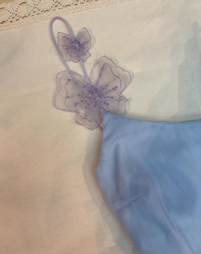 Lavender Tulle A Line Short Prom Dress,Homecoming Dress With Flowers cc2574