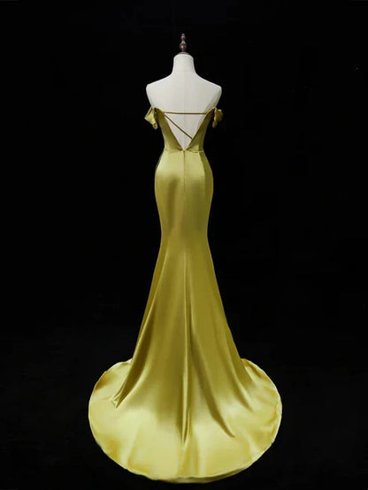 Elegant Satin Mermaid Evening Gown Strapless 3D Flowers Party Dress Long Formal Dress HZ1024