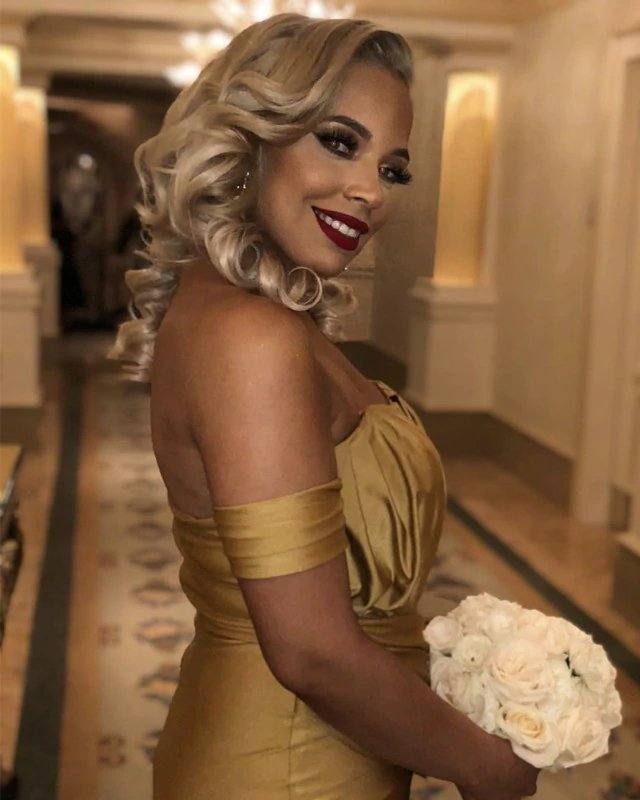 Long Gold Satin Off Shoulder Mermaid Bridesmaid Dresses - RongMoon