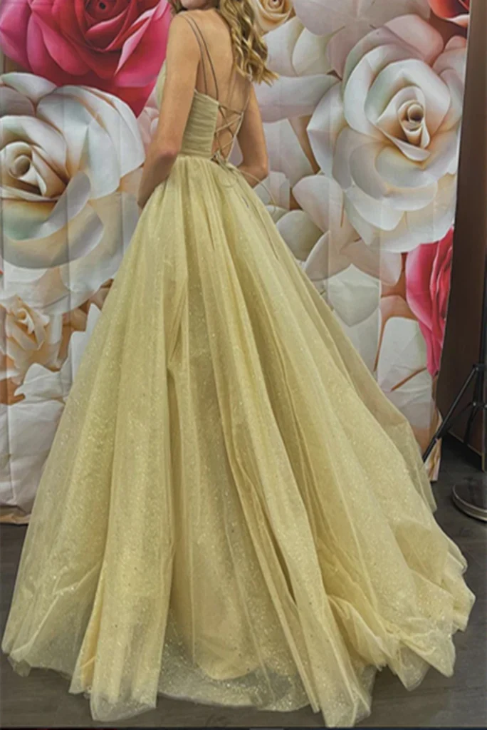 Aimishang Evening Dresses Real Made Charming Tulle Sequin Straps Prom Dresses Floor-Length