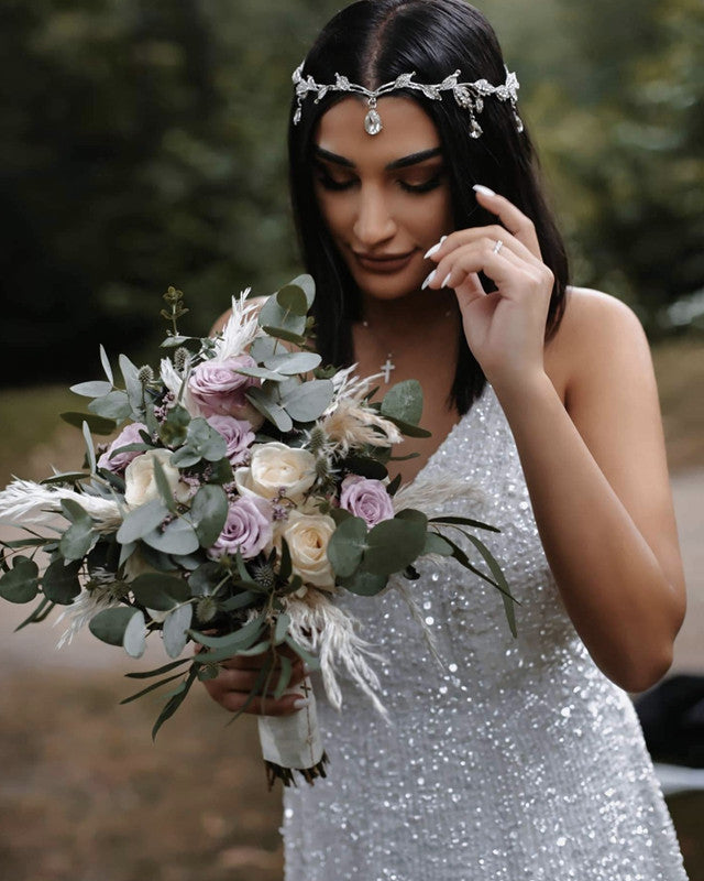 Boho Sparkles Wedding Dresses Open Back