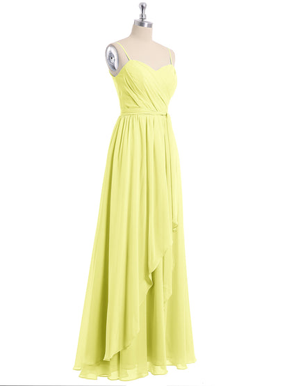 Spaghetti Strap Sweetheart Chiffon Dresses Daffodil Plus Size