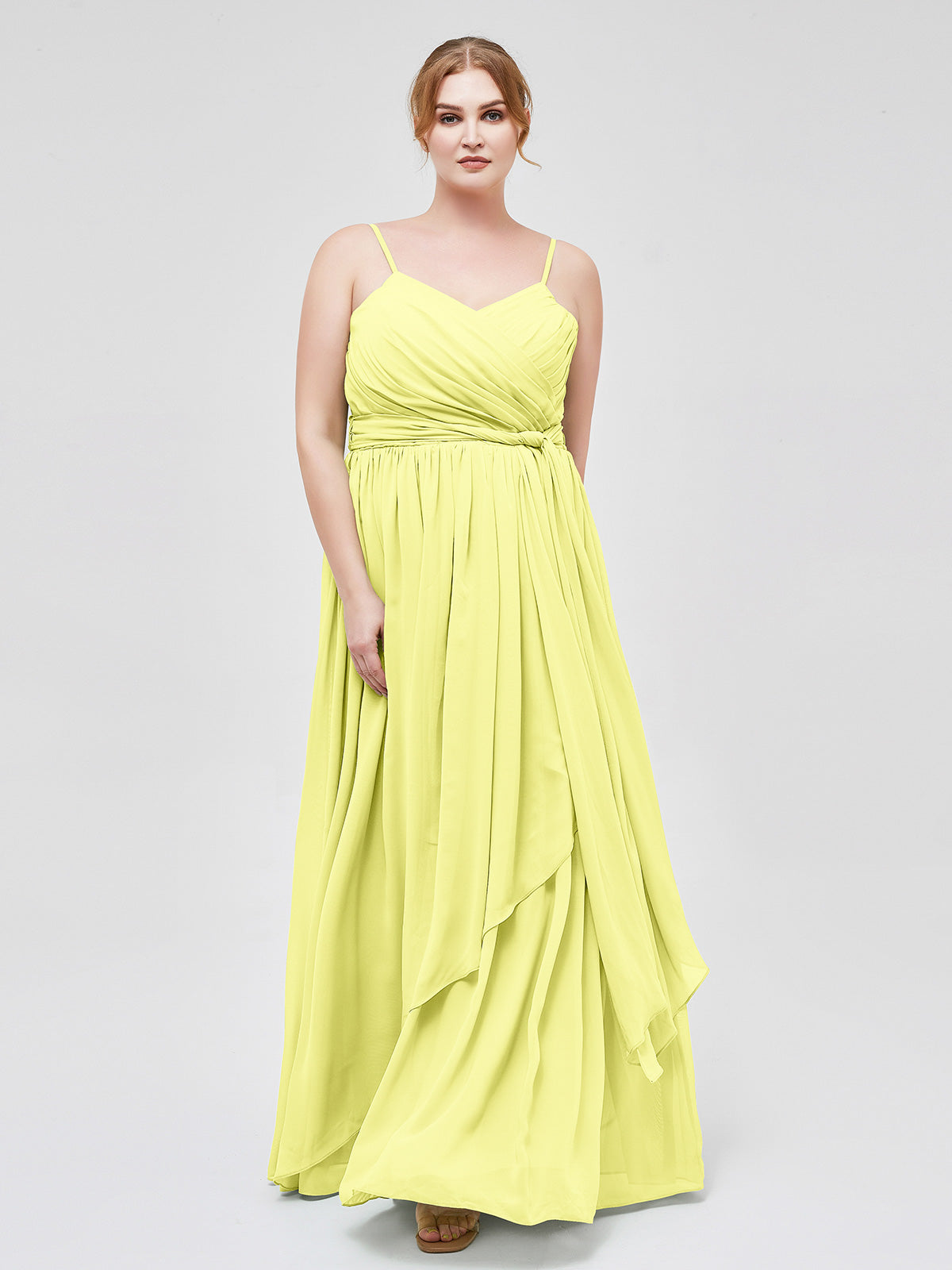 Spaghetti Strap Sweetheart Chiffon Dresses Daffodil Plus Size