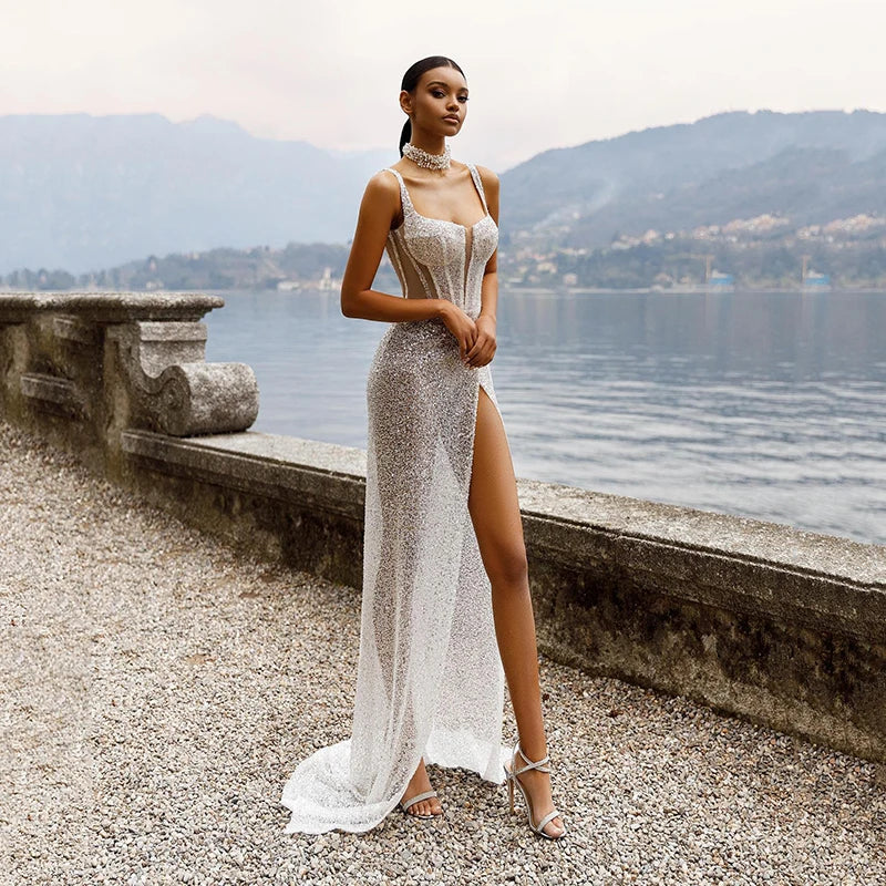 Elegant Mermaid Wedding Dresses Sexy Sweetheart High Split Gown