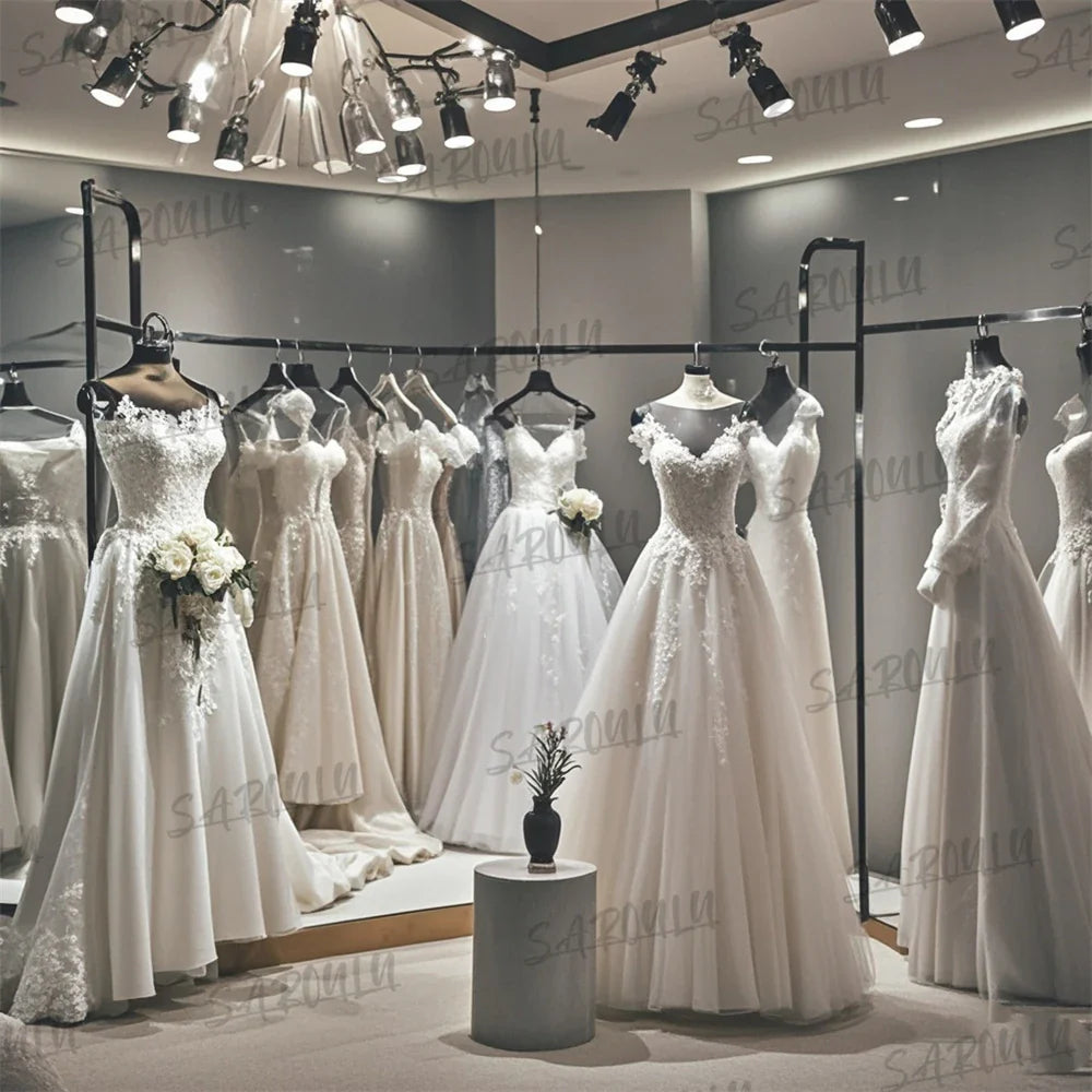 Graceful Floral A Line Wedding Dress with Sheer Back Gown