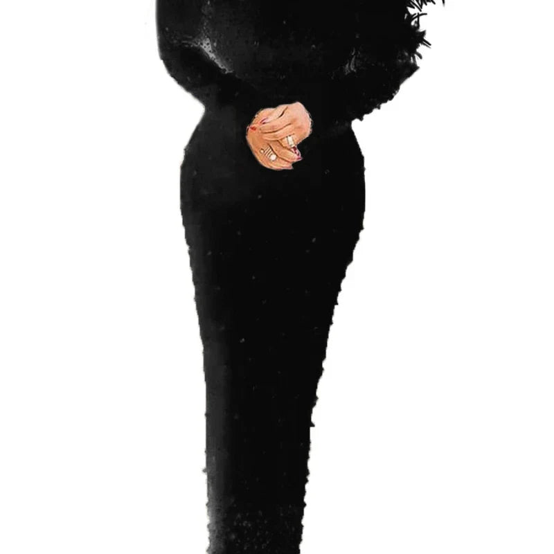 Elegant Feather Maxi Dress for Women - Perfect for Parties, Weddings, and Prom