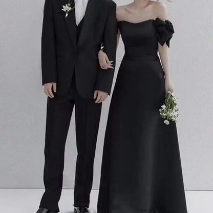 Sweet Bow Off The Shoulder Wedding Dresses Elegant A Line