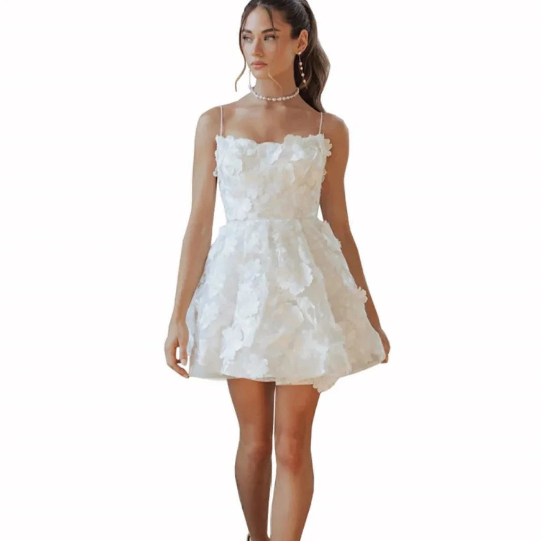 CLcaojun Lace Applique Short Wedding Dress A-line Mini Bridal