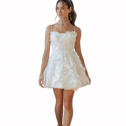 CLcaojun Lace Applique Short Wedding Dress A-line Mini Bridal