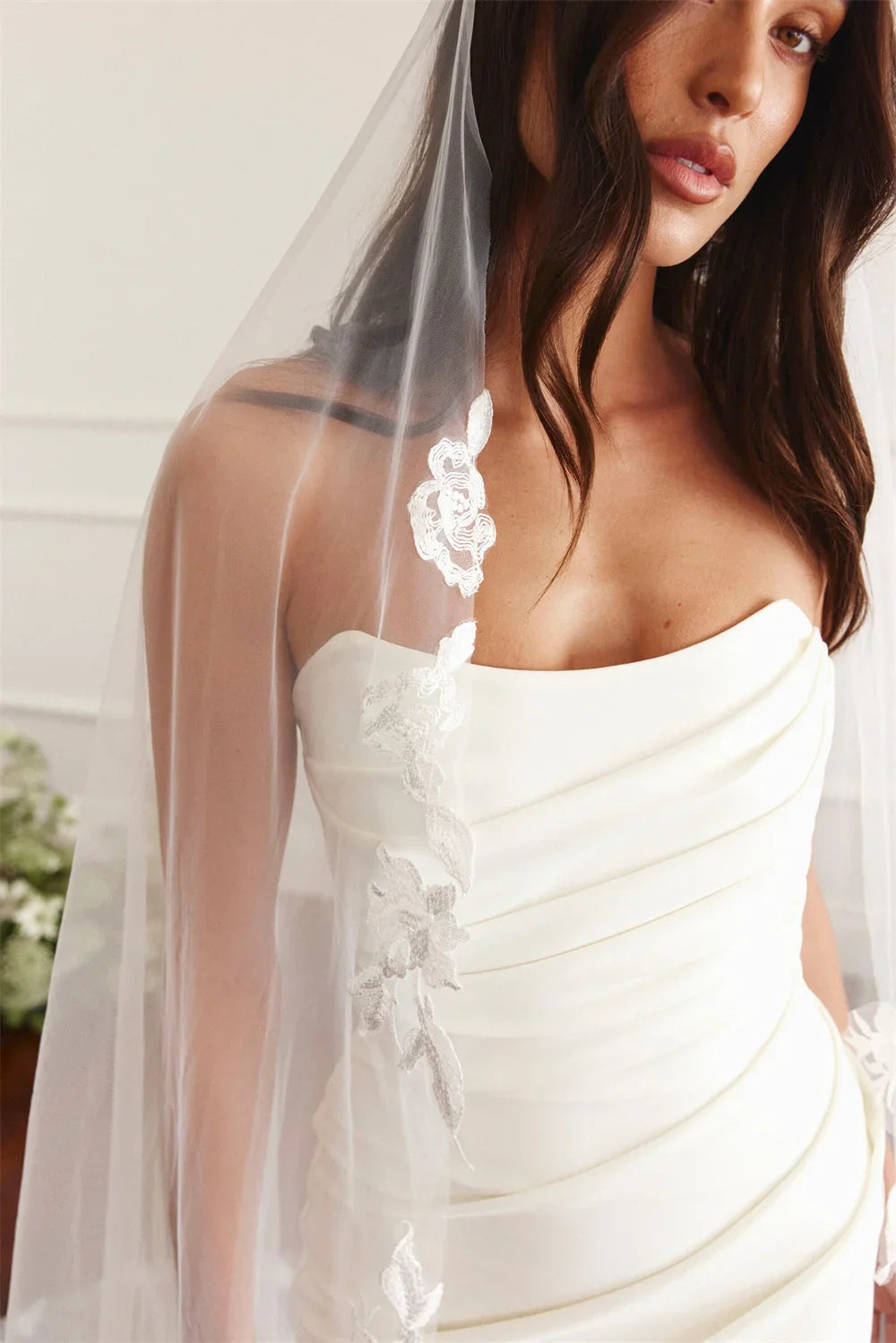 Kyoto White Strapless Mermaid Wedding Dress Pleated Formal