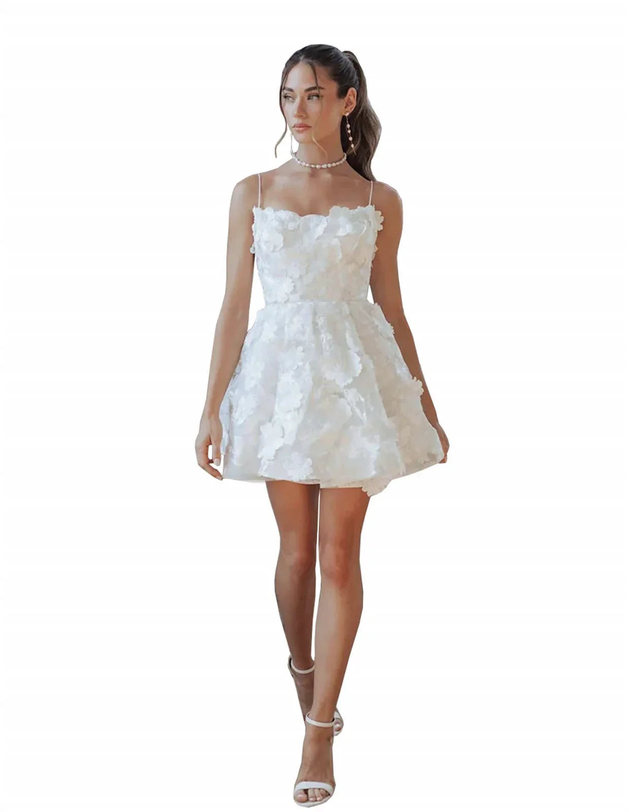 CLcaojun Lace Applique Short Wedding Dress A-line Mini Bridal