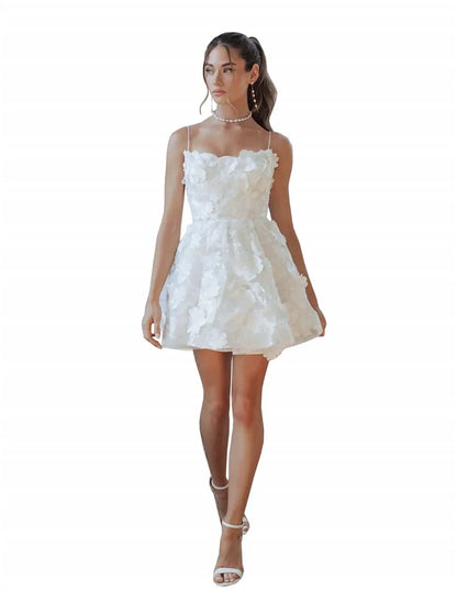CLcaojun Lace Applique Short Wedding Dress A-line Mini Bridal