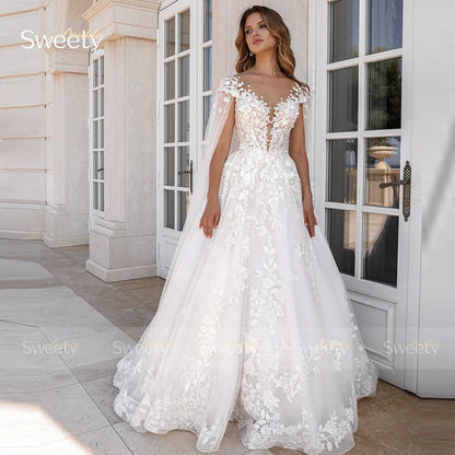 Graceful WeddingDress Organza with Embroidery A-line BrideDress