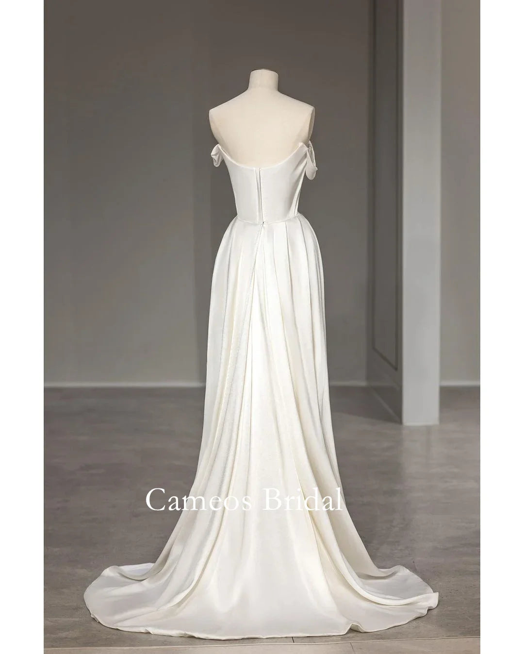 SONDR Mermaid Korea Short Sleeves Wedding Dress Satin Off Shoulder Bride Gown