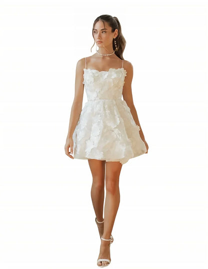 CLcaojun Lace Applique Short Wedding Dress A-line Mini Bridal