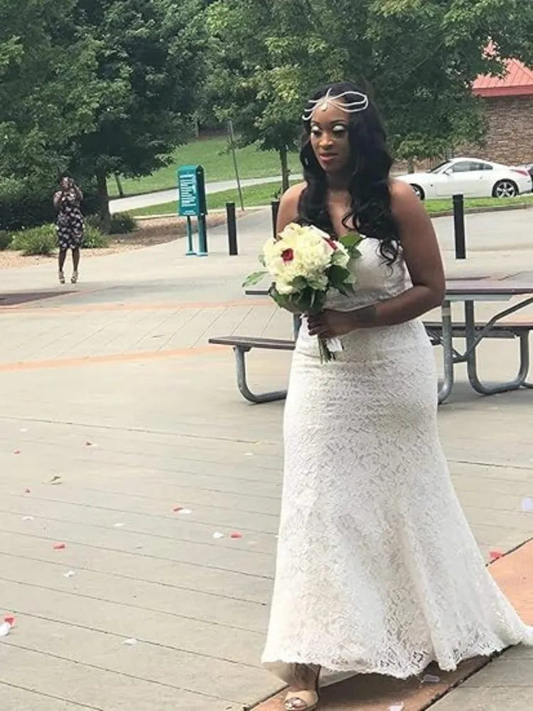 TSxuelian Sweetheart Lace Wedding Dresses Mermaid Off Shoulder Gown