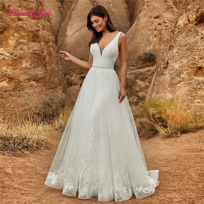 2 In 1 Wedding Jumpsuit With Detachable Skirt Bridal Dress