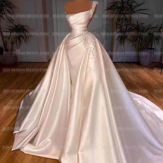 Luxury Detachable Train Mermaid Wedding Dresses For Woman