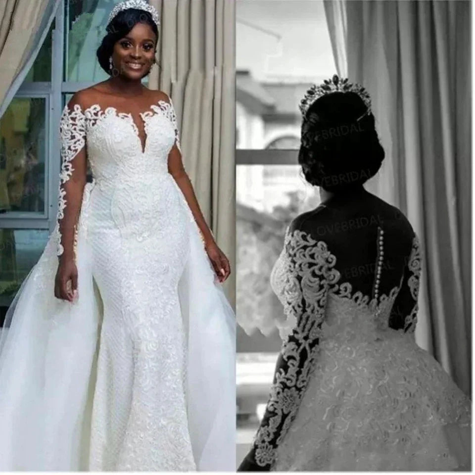 Mermaid Wedding Dresses Elegant Bride Gowns Luxury Lace Appliques