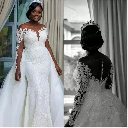 Mermaid Wedding Dresses Elegant Bride Gowns Luxury Lace Appliques