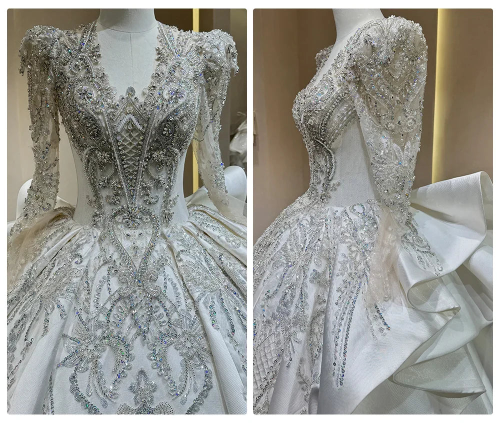 Luxurious Wedding Gown For Women Customized Satin Design