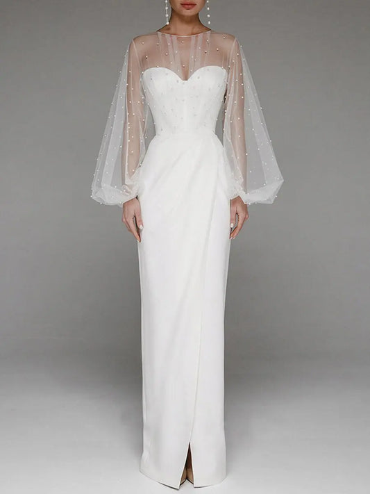 Sexy Wedding Dresses for Women Casual O-Neck Long Dress Elegant Evening Style