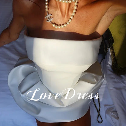 Love Simple Mini Wedding Dresses Elegant Strapless Ball Gowns Above Knee