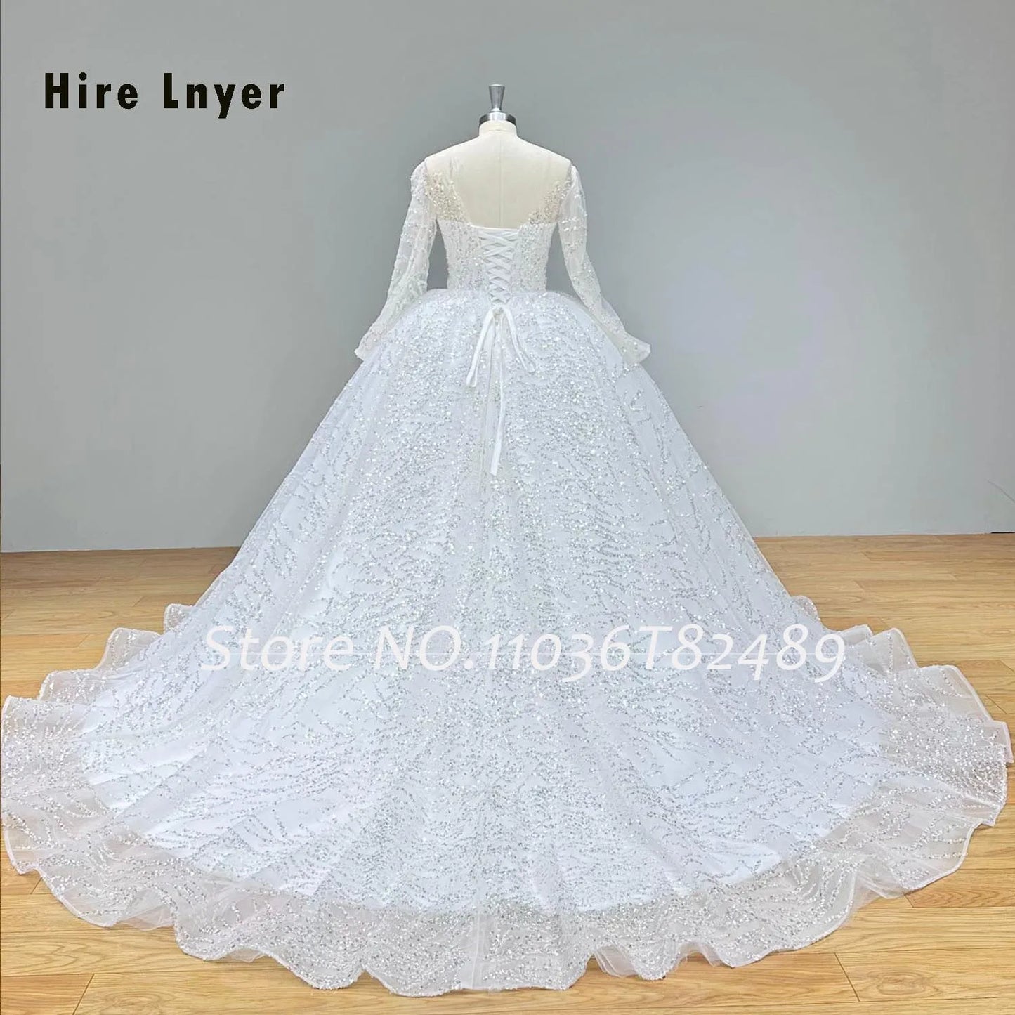 Classic Wedding Dresses with Long Sleeve Backless Beading Lace Gowns