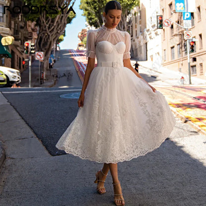 Princess A-Line Wedding Dress Illusion Button Back Bridal Gown Sweetheart Tulle Bridal Dresses