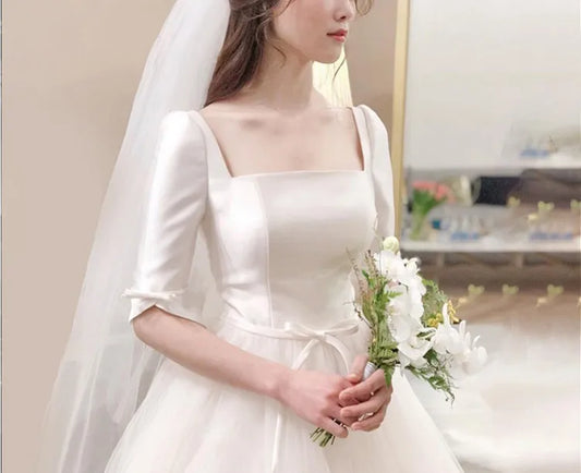 Customized Wedding Dress Plus Size Half Sleeve Ball Gown