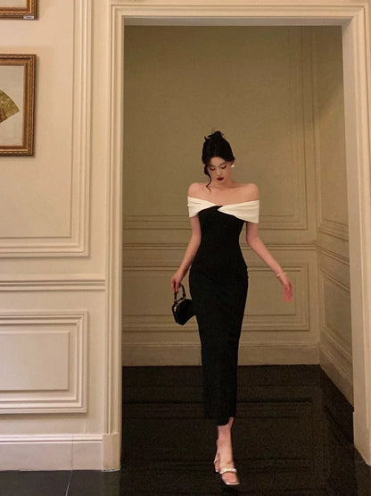 Gorgeous Mermaid Off The Shoulder Black Date Night Dress Prom Dresses Birthday Outfits SD1114