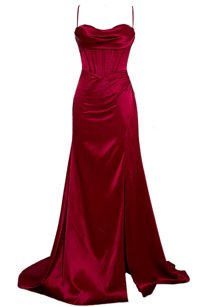 Sexy Mermaid Spaghetti Straps Olive Green Long Evening Dress Backless Prom Dresses SD1505