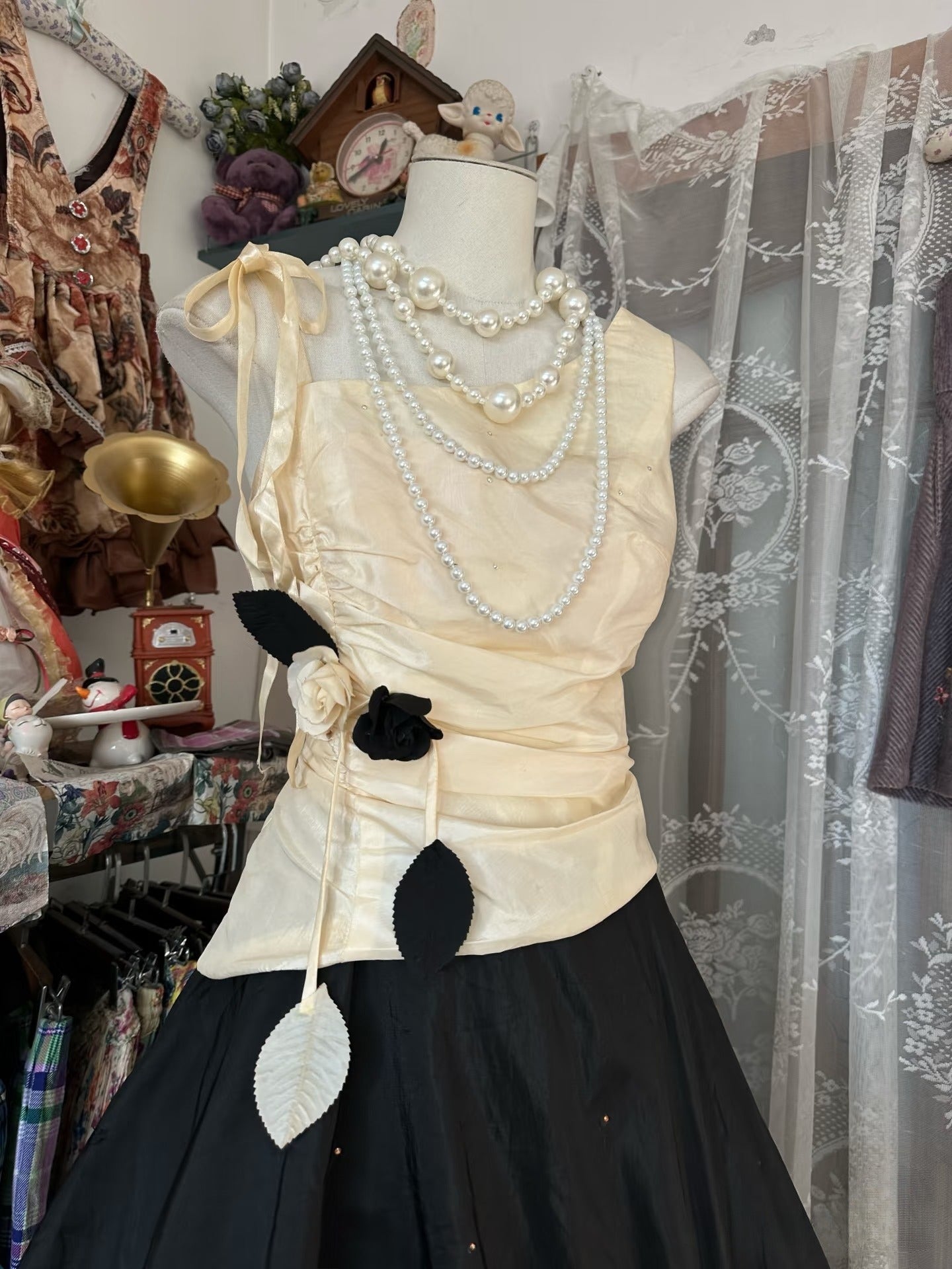 Vintage Ball Gown Sleeveless Long Black Evening Dress Prom Dresses SD1900