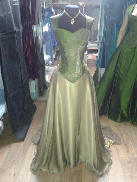 Gorgeous A Line Straps Floor Length Satin Retro Evening Dress Prom Dresses SD2407