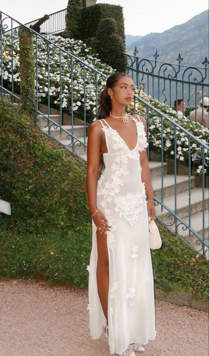 Simple A line Straps White Long Party Dress Prom Dresses SD2458
