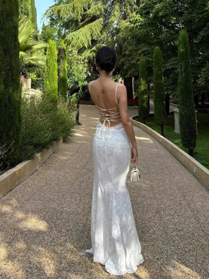 Pretty Mermaid Spaghetti Straps Long Lace Party Dresses Prom Dresses SD2461