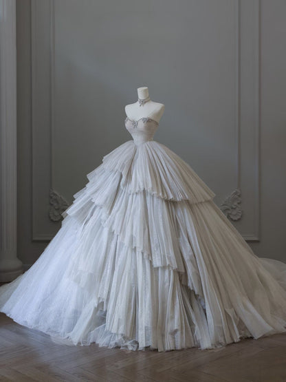Timeless Ball Gown Sweetheart Tulle Long Wedding Dresses Bridal Dress SD2481