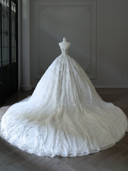 Timeless Ball Gown Sweetheart Sequin Ivory Long Wedding Dress Bridal Dresses SD2491