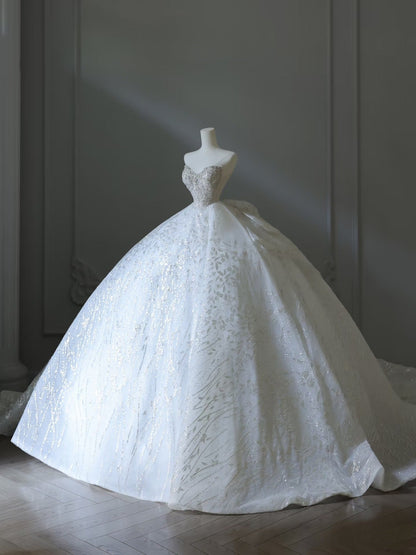 Timeless Ball Gown Sweetheart Neckline Sequin Sleeveless Wedding Dress Bridal Dresses SD2502
