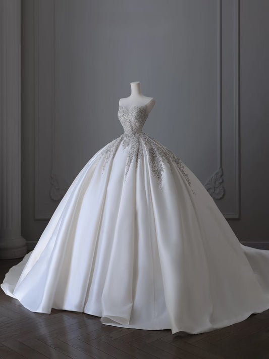 Timeless Ball Gown Sweetheart Neckline Sequin Sleeveless Wedding Dress Bridal Dresses SD2519