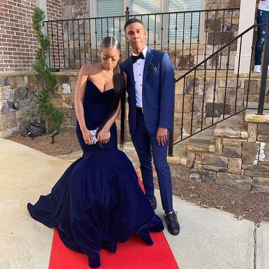 Gorgeous Mermaid Sweetheart Royal Blue Velvet 23rd Birthday Dress Prom Dress Birthday Outfits For Women D2677