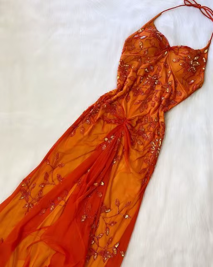 Pretty A Line Halter Tulle Long Prom Dresses Formal Evening Dresses SD2712