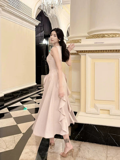 Pretty A Line Ruffles Ankle Length Pink Evening Dress Prom Dresses SD2751
