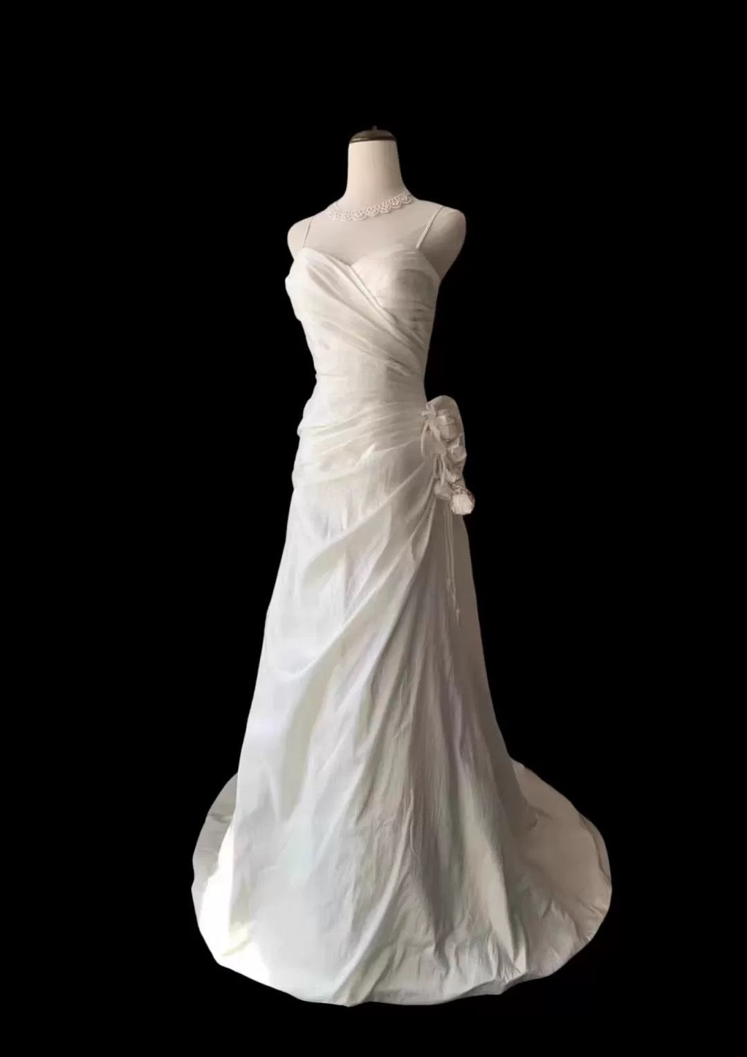 Classy Mermaid Spaghetti Straps White Satin Long Wedding Dress Bridal Dresses SD2764