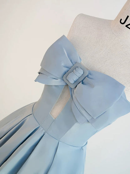 Gorgeous Balll Gown Sweetheart Blue Satin Long Evening Dress Prom Dresses SD2800