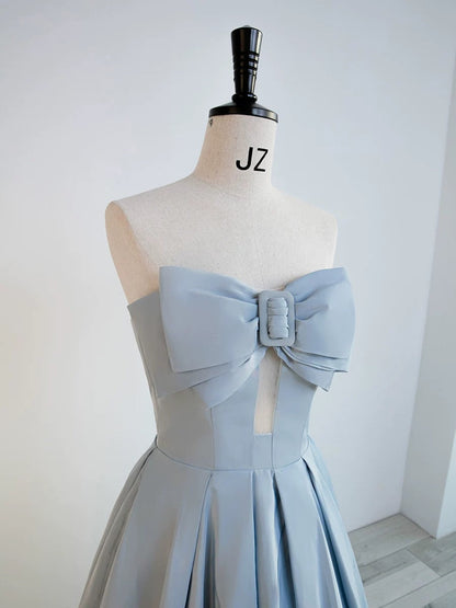 Gorgeous Balll Gown Sweetheart Blue Satin Long Evening Dress Prom Dresses SD2800