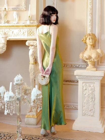 Modest Mermaid Spaghetti Straps Green Long Evening Dress Prom Dresses SD2809